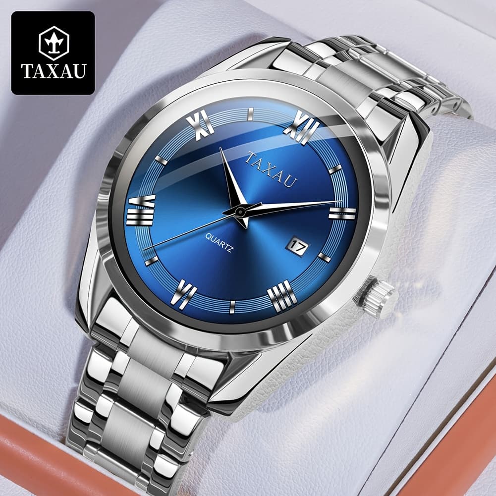 TEMU Mens Silvery Watches Classic Luxury Watch For Men Quartz Stainless Steel Men's Dress Watches Casual Wrist Watch Large Face With Relojes Para Hombres
