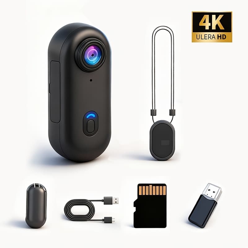 TEMU 1080p/ Mini Wifi Action Camera Thumb Pov Portable Body Cam Wearable Video Recorder With Magnetic Lanyard, Helmet Mount, Dv For Bike Cycling, Motorcycle, Pet, Vlogging (white, Black)