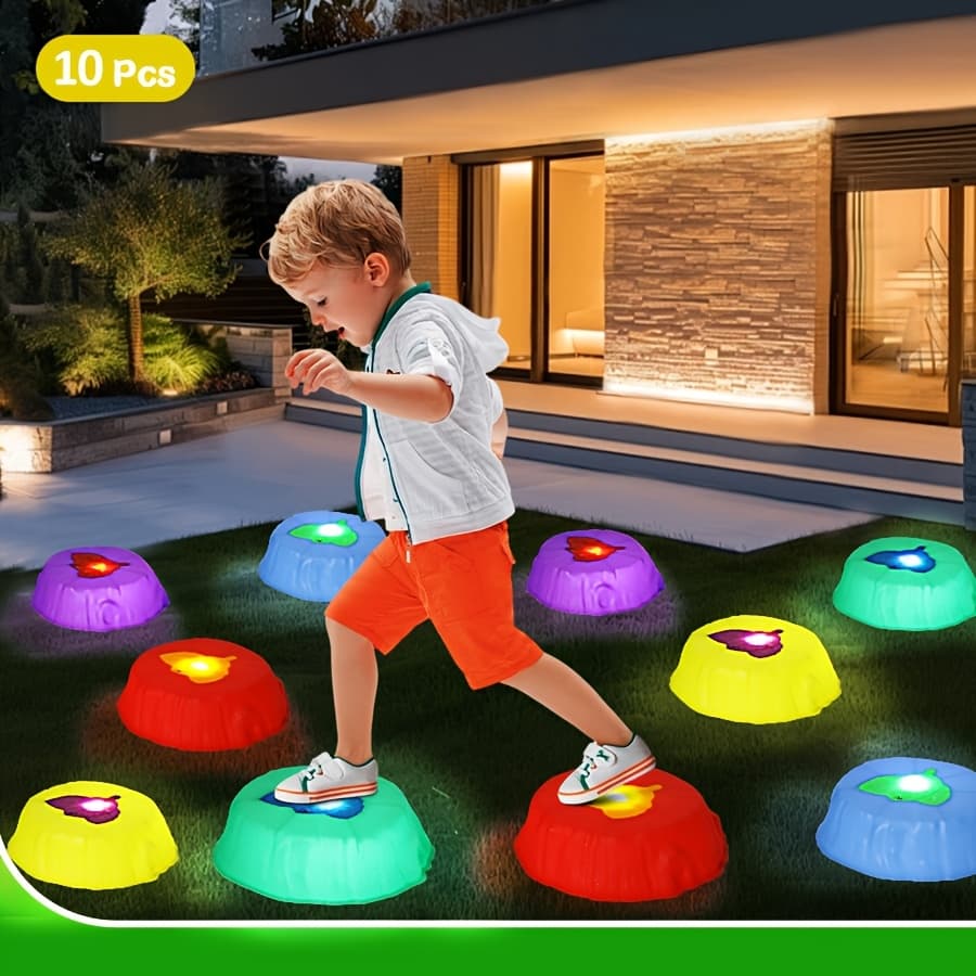 TEMU 10pcs Light Up Stepping Stones - Kid Balance Training Sensory Toys, Coordination Stepping Stones Game Kit For Indoor & Outdoor. Suitable For Party Birthday Holiday Halloween Christmas Gifts