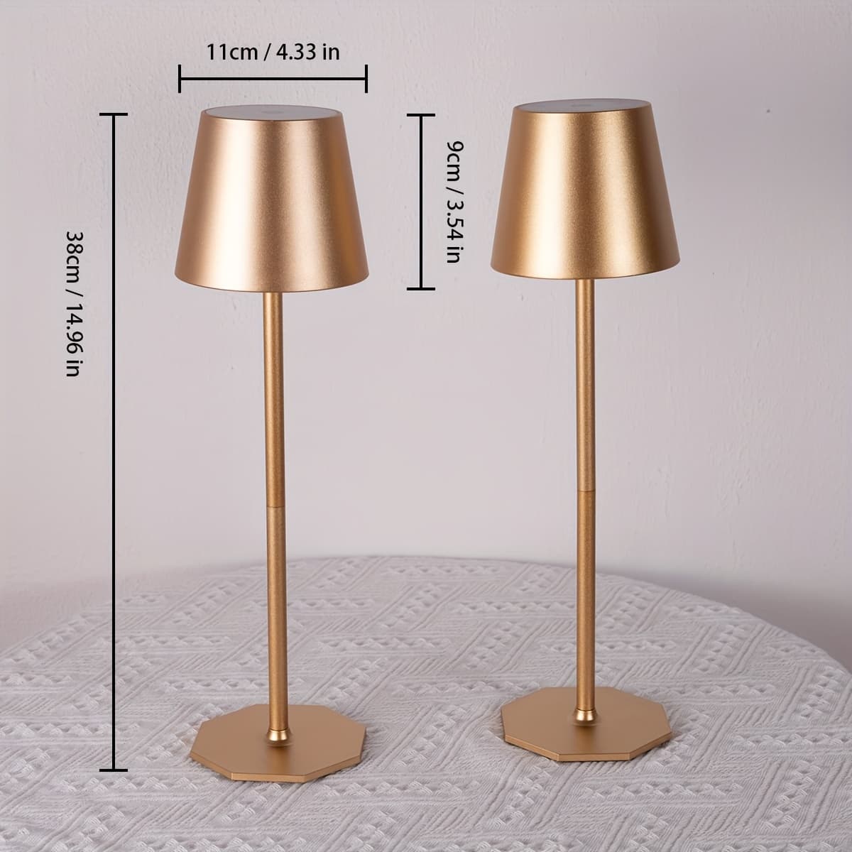 TEMU 2 Pack Rechargeable Table Lamps Cordless Table Lights - 6000mah Battery Operated Touch Night Light Lamp Wireless Portable Desk Lamp For Table Restaurant Bedroom Patio(golden/black)