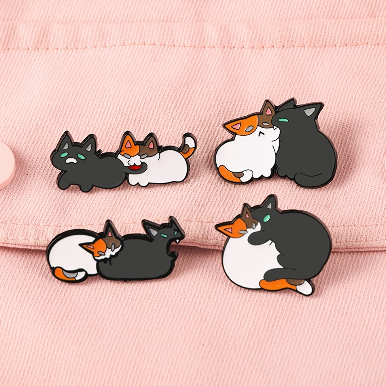 TEMU 4pcs/set Mean Cats Enamel Brooch Pin Fashion Decorative Brooches Ornaments Lapel Bag Badges Jewelry Gifts