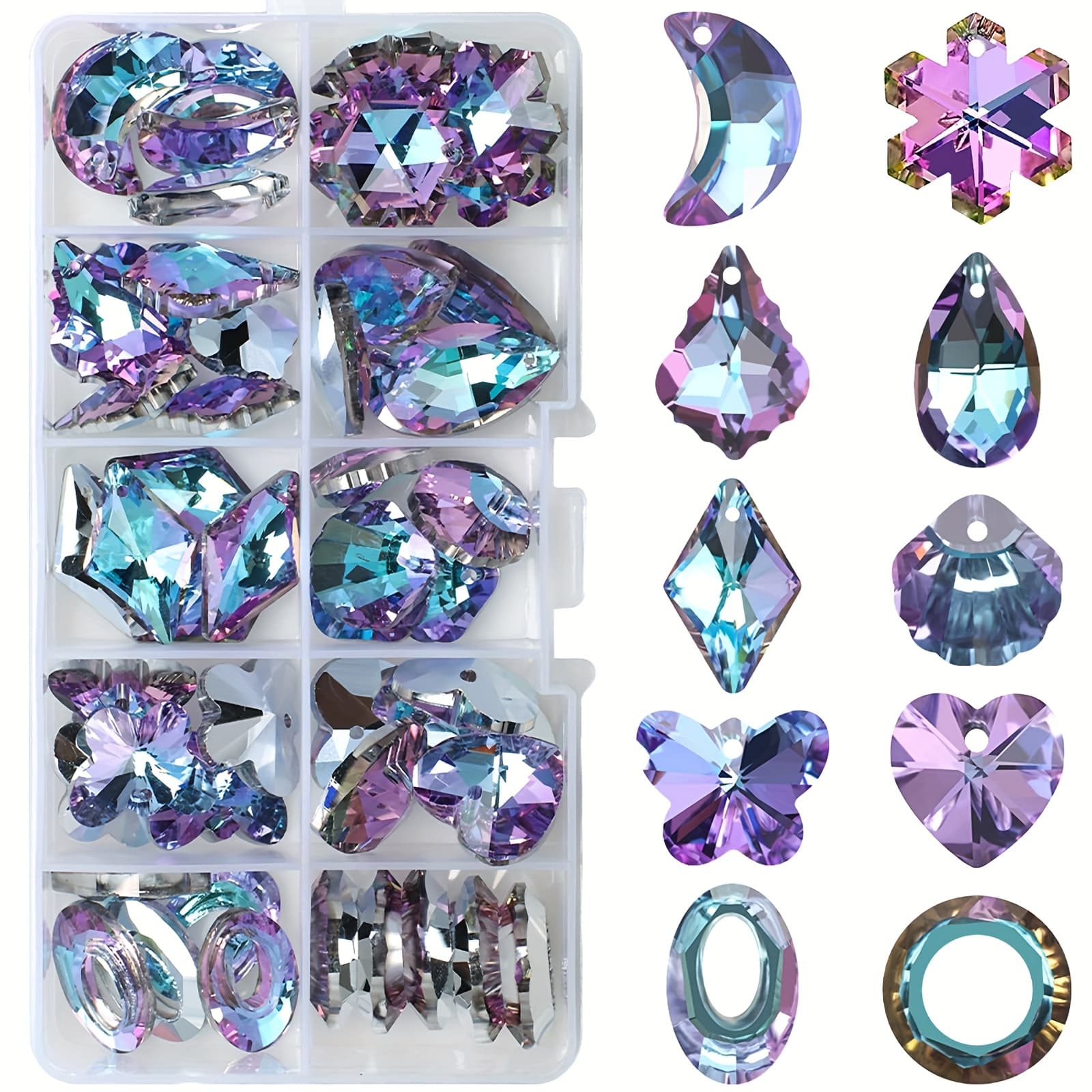 TEMU Set Of 50 Colorful Crystal Beads For Suncatchers, Perfect For Replacing Large Glass Parts In Chandeliers Or For Projects Like Window Hangings And Lamp Pendants
