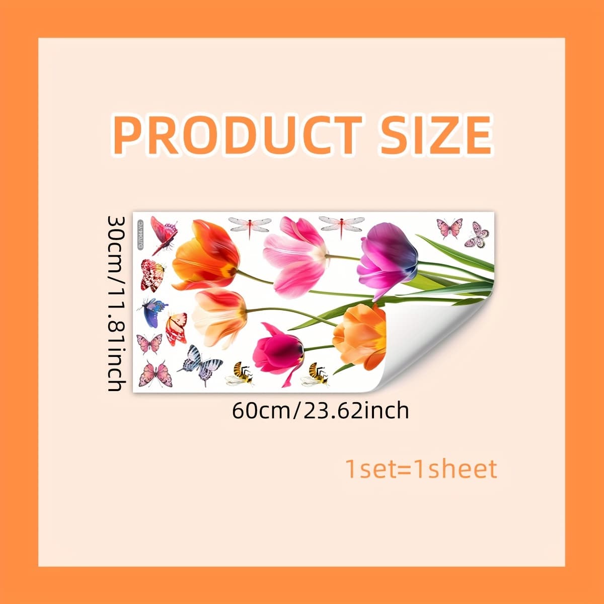 TEMU 1 (30×60cm) Color Tulip Bouquet Electrostatic Glass Sticker, Double-sided Printed, Glass Sticker, Removable Dj7044-yc