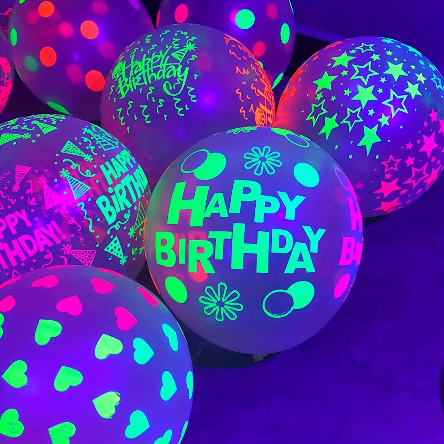 TEMU Fluorescent Balloons Transparent Fluorescent Star Balloons Wedding Party Decorations, Party Supplies, Summer Parties And Night Events, Decorations | Latex Balloons, Balloons For Party Decorations