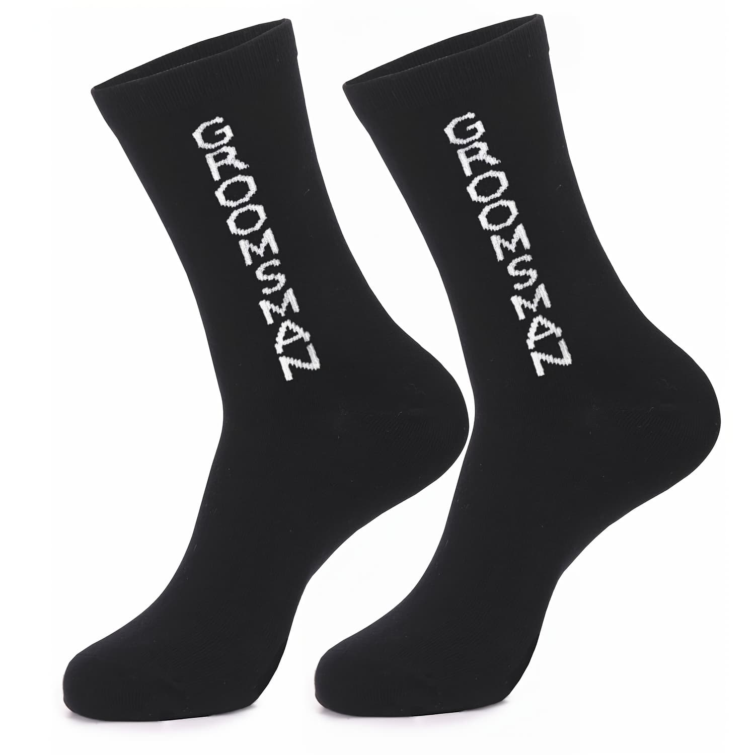 TEMU 1 Pair Of Men's Groomsman Printed Mid-calf Casual Socks As Wedding Gift Men's Socks