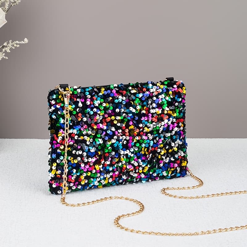 TEMU Stylish Sequined Shoulder Bag, Shiny Portable Phone Bag, Suitable For Party And Commuter Wallets, Gift Bags