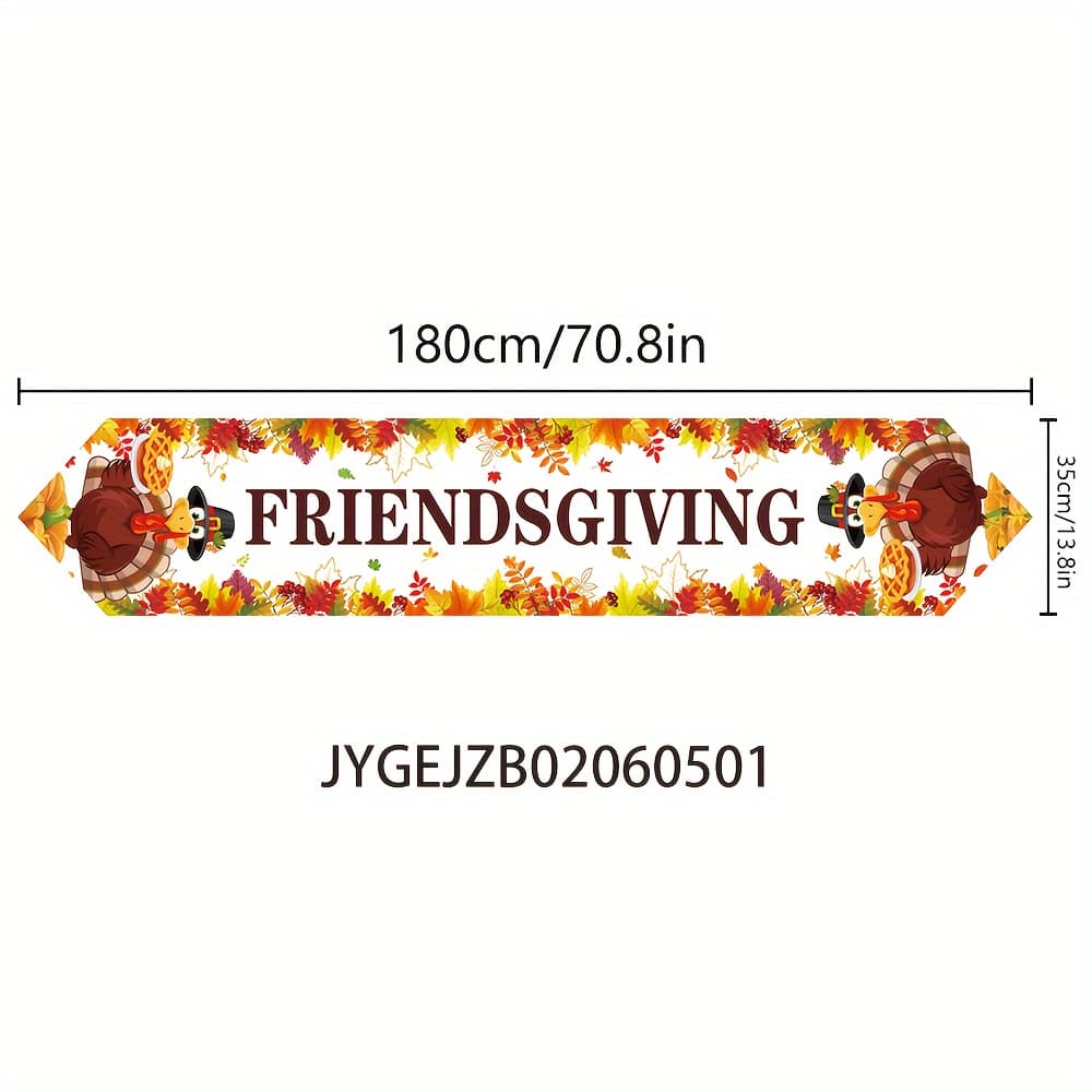 TEMU 1pc, Thanksgiving Table Runner, 70.8x13.8 Inches, Polyester, Machine Woven, Autumn Festive Design, Kitchen & Dining Table Decor, Party Supplies