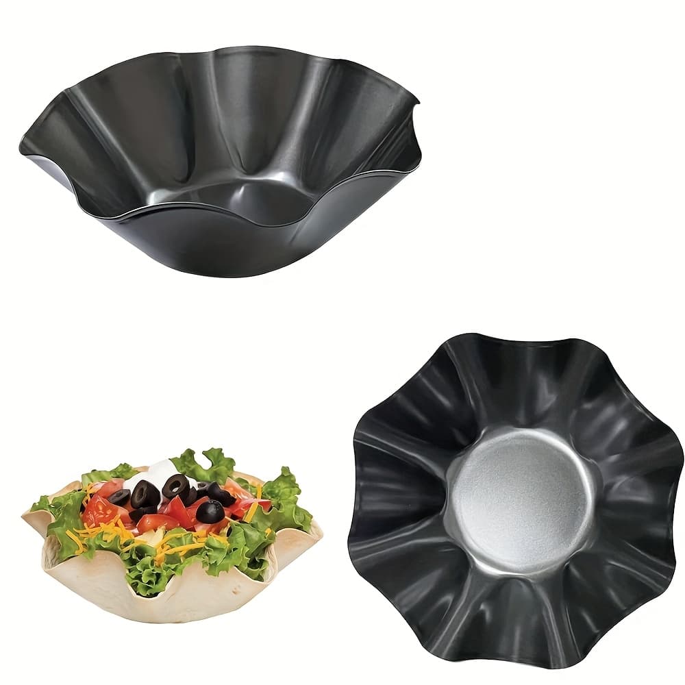 TEMU 2pcs Large Nonstick Corn Tortilla Shell Maker Set - 8.4" Taco Salad Bowl & Plate Mold | Carbon Steel Baking Tray For Tortilla Bowls, Plates & Crispy Shells