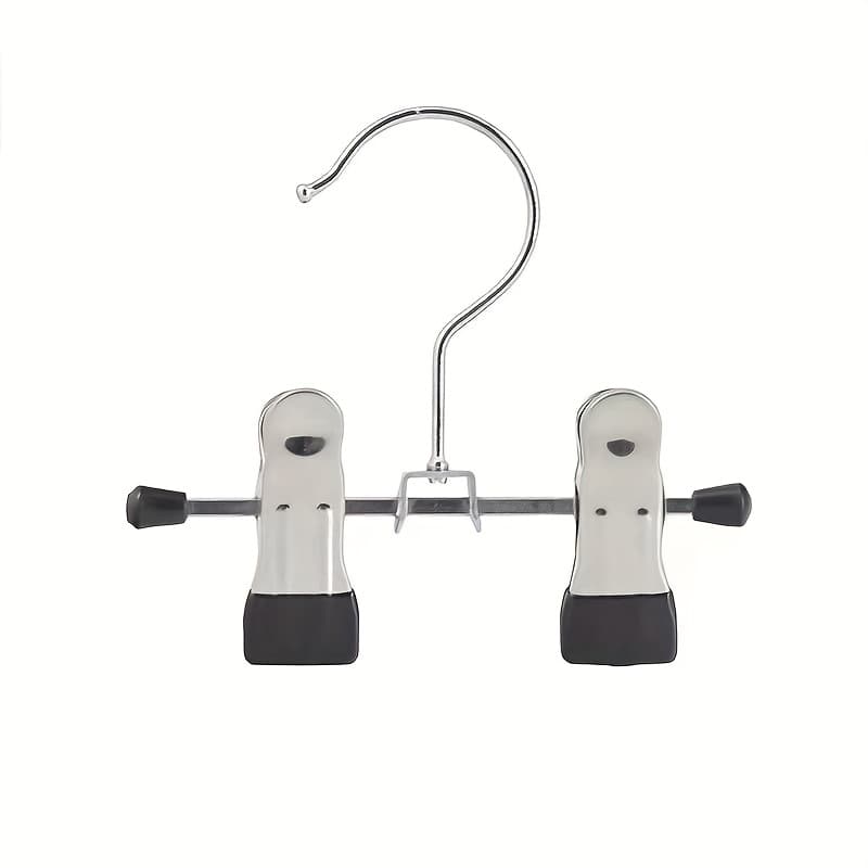 TEMU 10pcs Pants Hangers, Random Color (black, White, Gray), Strong Clamping Force, Non-slip Jeans And Skirt Drying Racks, Multifunctional Household Clothes Storage Rack