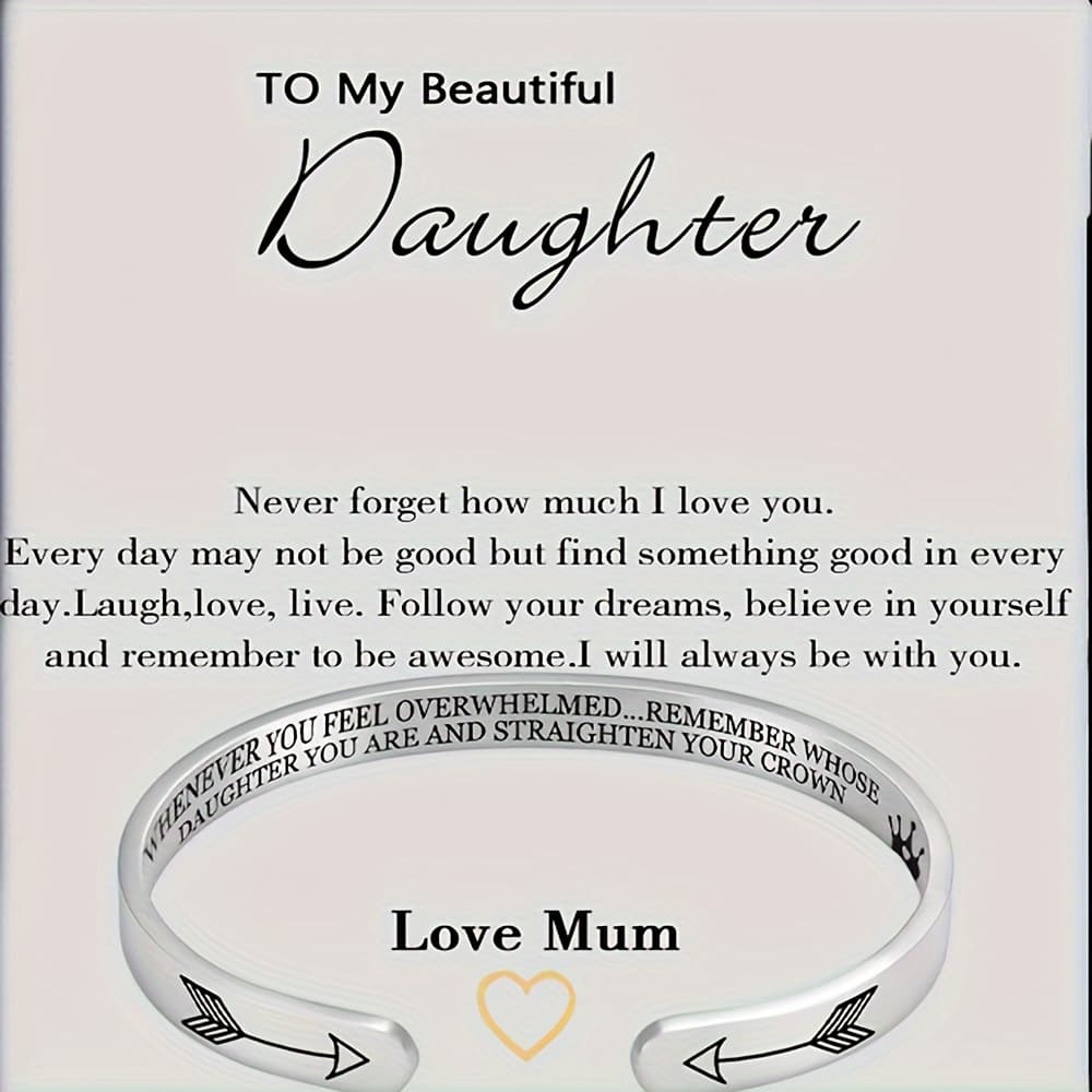 TEMU A Set Of 2pcs: Card + Bracelet, Stainless Steel Open Bracelet And Greeting Card For A , A Meaningful Gift - Birthday Gift Christmas Gift