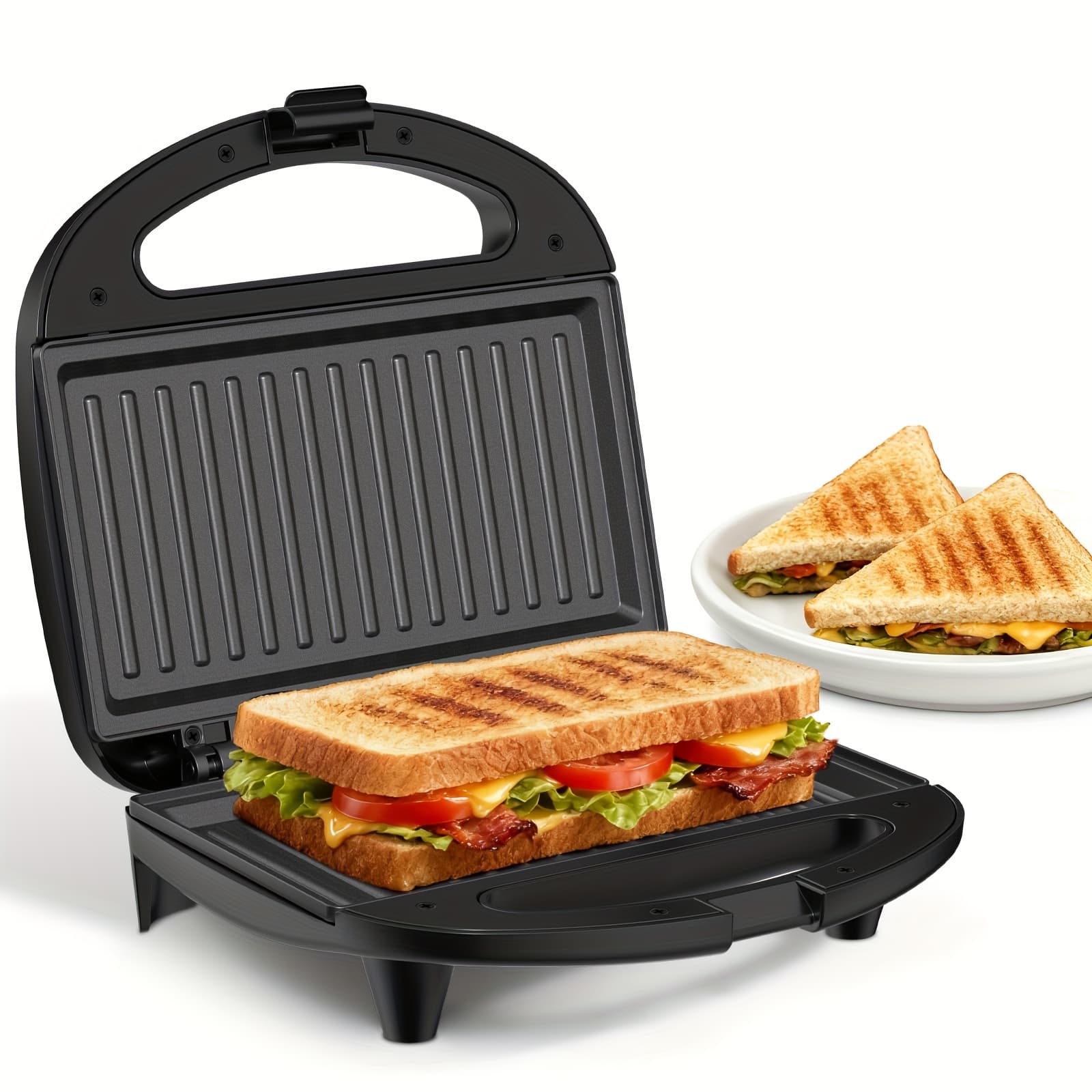 TEMU Sandwich Maker, 2 Maker With Grill Plates, Indicator Lights, Handle, Easy To Clean And Store, 750 W