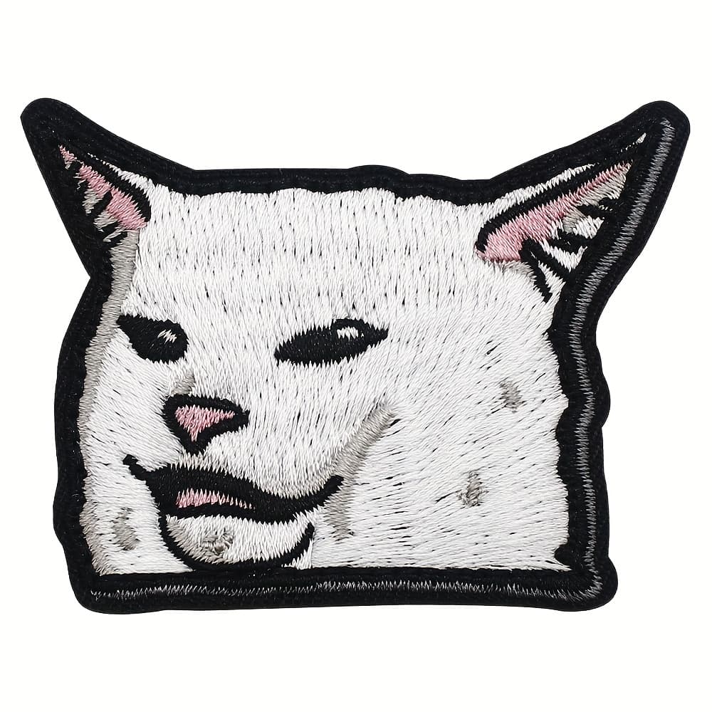 TEMU Cute Funny Meme White , Embroidery Fabric Hook Loop Patch Emblem, Backpack, , Hat, Coat, T-shirt, Vest Accessory