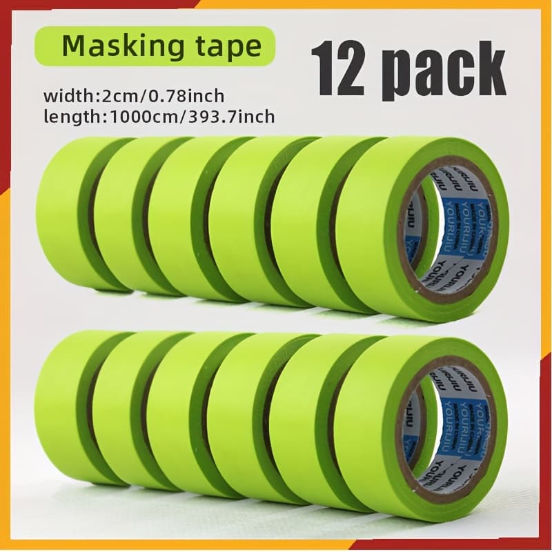 TEMU 12 Rolls / 6 Rolls Masking Tapes, Width 0.78inch/2cm, For Art, Crafts And Painting - No Residue, , Solvent Resistant, For Paint Job Protection, Car Painting