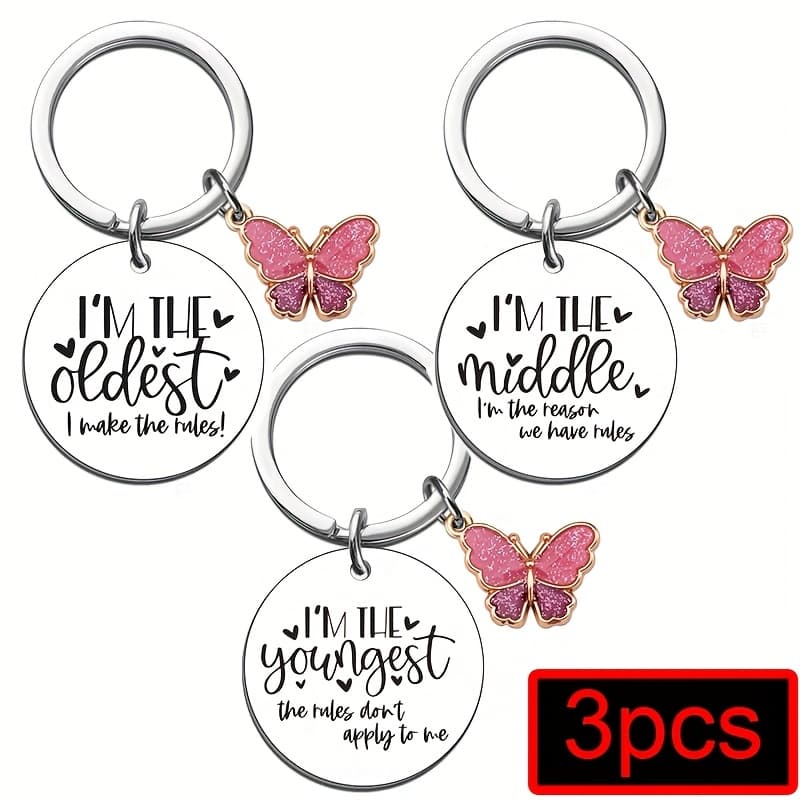 TEMU Set Of 3 Stylish Keychains For Sisters, Including 1 For The Big Sister, 1 For The , And 1 For The Little Sister, Perfect As A Gift