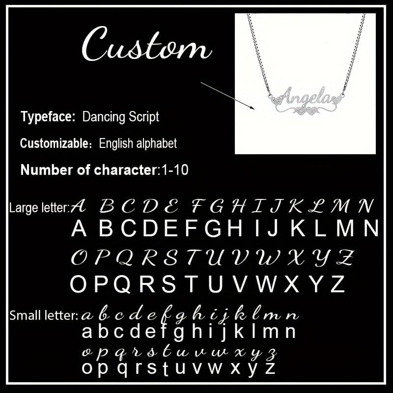 TEMU Custom Name Necklace Stainless Steel Box Chain Personalized Heart Nameplate Pendant Exquisite Vintage Women's Jewelry Birthday Gift For Girlfriend Wedding Souvenir Mom Gifts