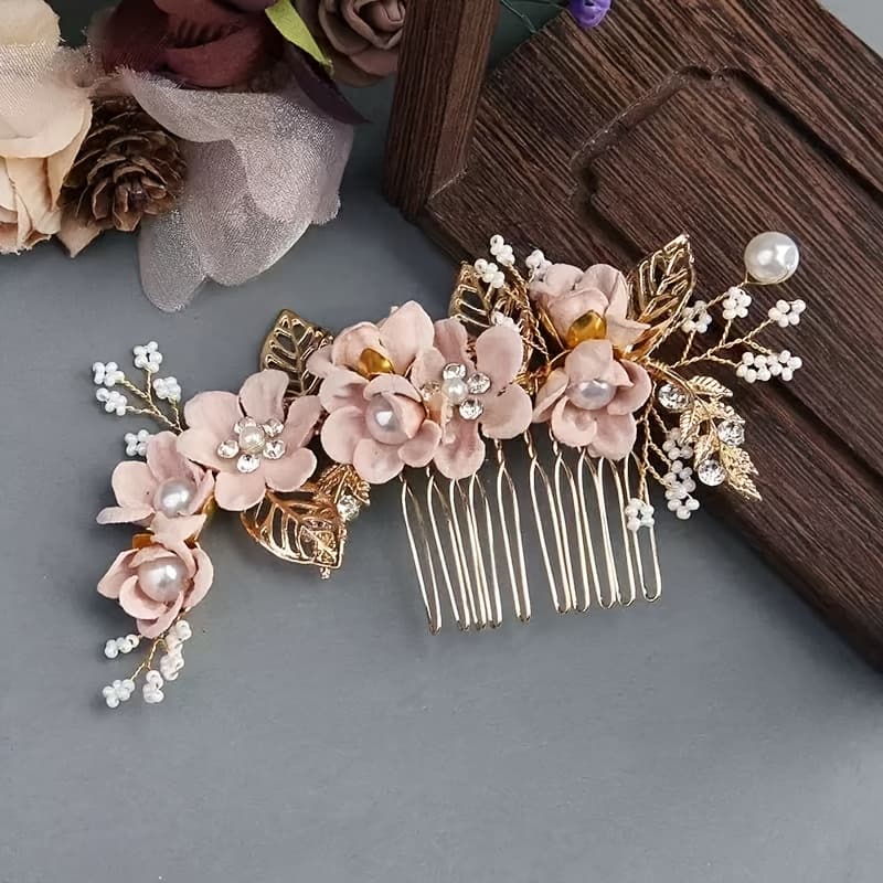 TEMU 1pc Hair Dress Flowers Hair Comb Toast Clothes Hanfu Head Flower Bride Hair Additions Match