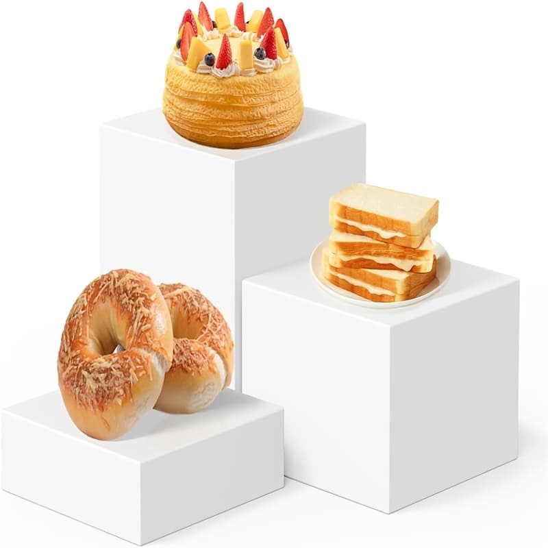 TEMU 3pcs Acrylic Display Risers Set - 6"x7"x8" Cube Stands For Buffet, Cake, Collectibles, Toys, Jewelry & Cosmetics - Elegant Hollow Bottom Design, Food Risers, , Display Box, Gute