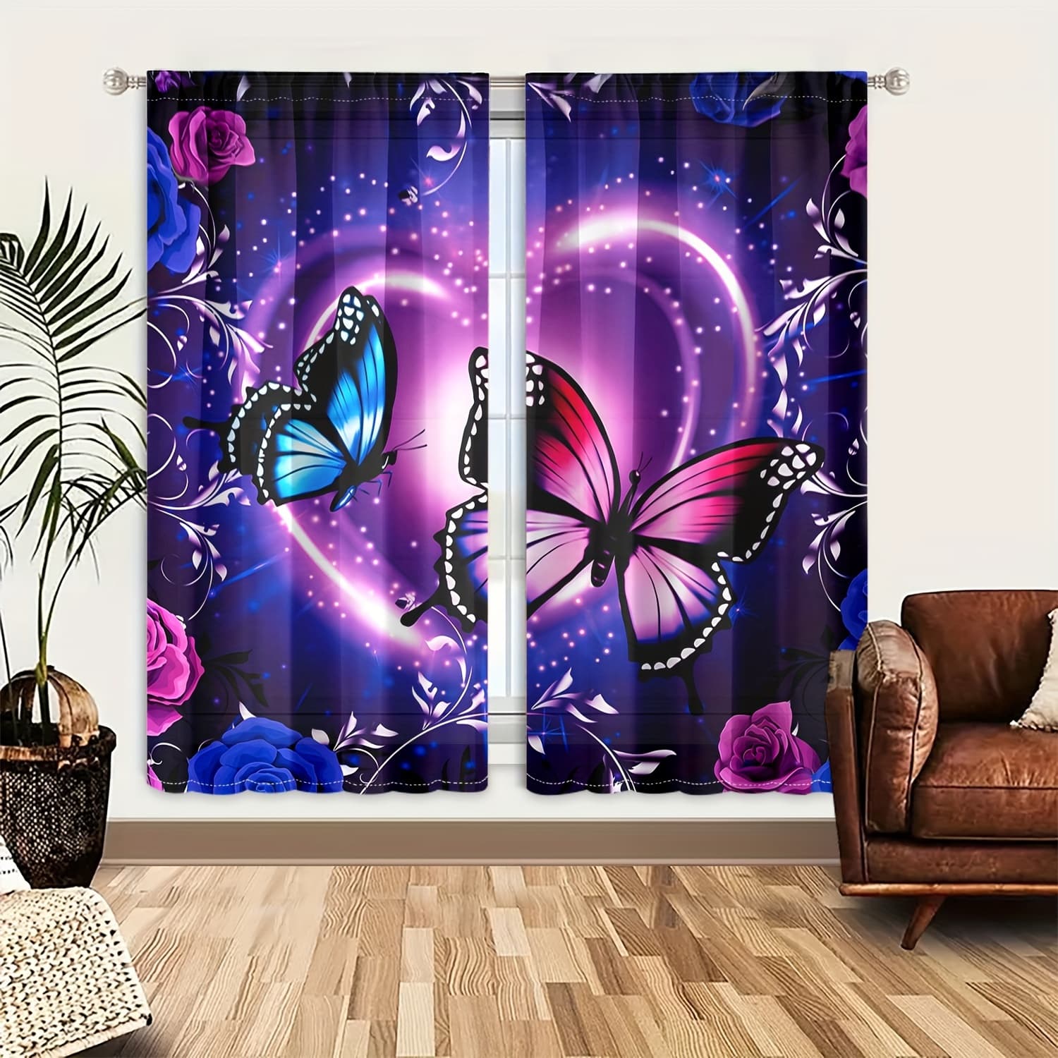 TEMU 2d Flat - 2d Flat - Set Of 2 Luxurious Curtains Featuring A Vibrant Purple And , Suitable For Rooms Including The Living Room, Bedroom, Bathroom, And Kitchen. Are, Block Out Light, Stylish,