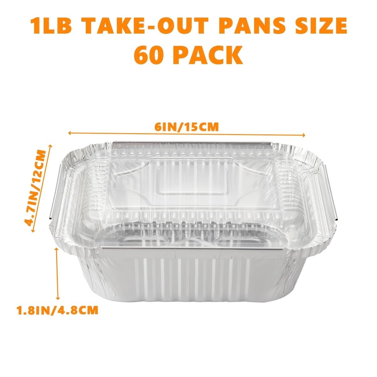 TEMU 60 Pack 1 Lb Small Aluminum Pans With Lids Foil Pans And Clear Plastic Lids, Disposable Cookware, Takeout Trays With Lids - To Go Disposable Food Containers For Restaurants And Catering
