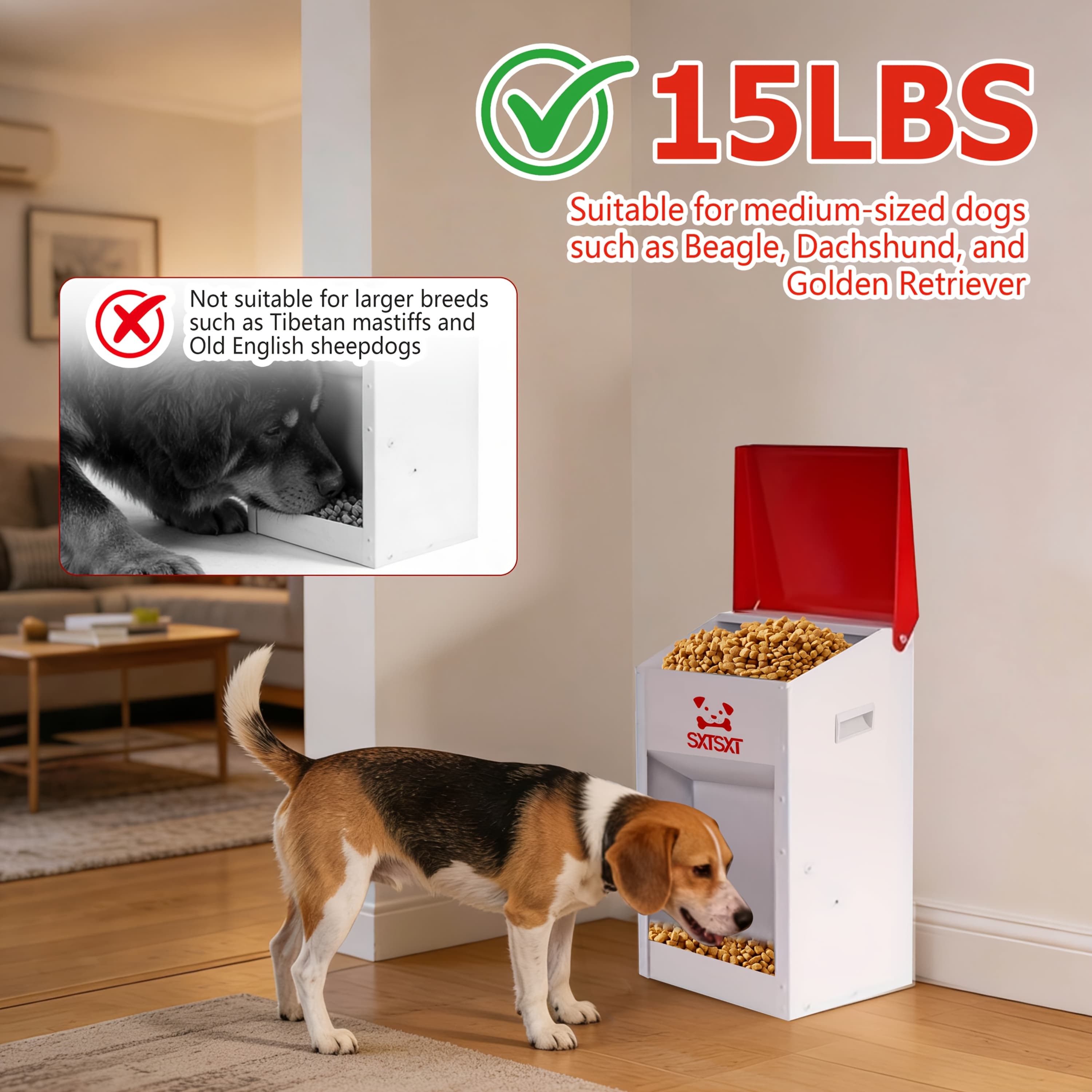 TEMU Sxtsxt No-assembly Gravity Pet Feeder: , Auto-refill, Ideal For Outdoor Dogs - (small-sized For Puppies), (medium-sized For Medium Dogs) (25lbs Big Fot Large Dogs)