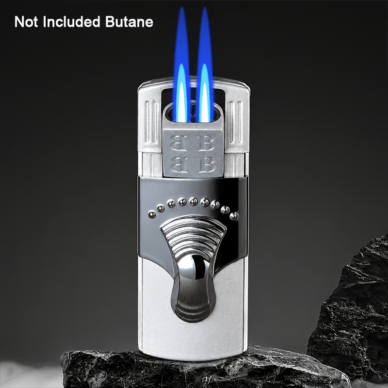 TEMU (butane Not Included) Gas Lighter, Lighter, Windproof Lighter, Straight Lighter, Creative Lighter, Blue Flame, Suitable For Outdoor Camping, Hiking, Gift For Father And Boyfriend