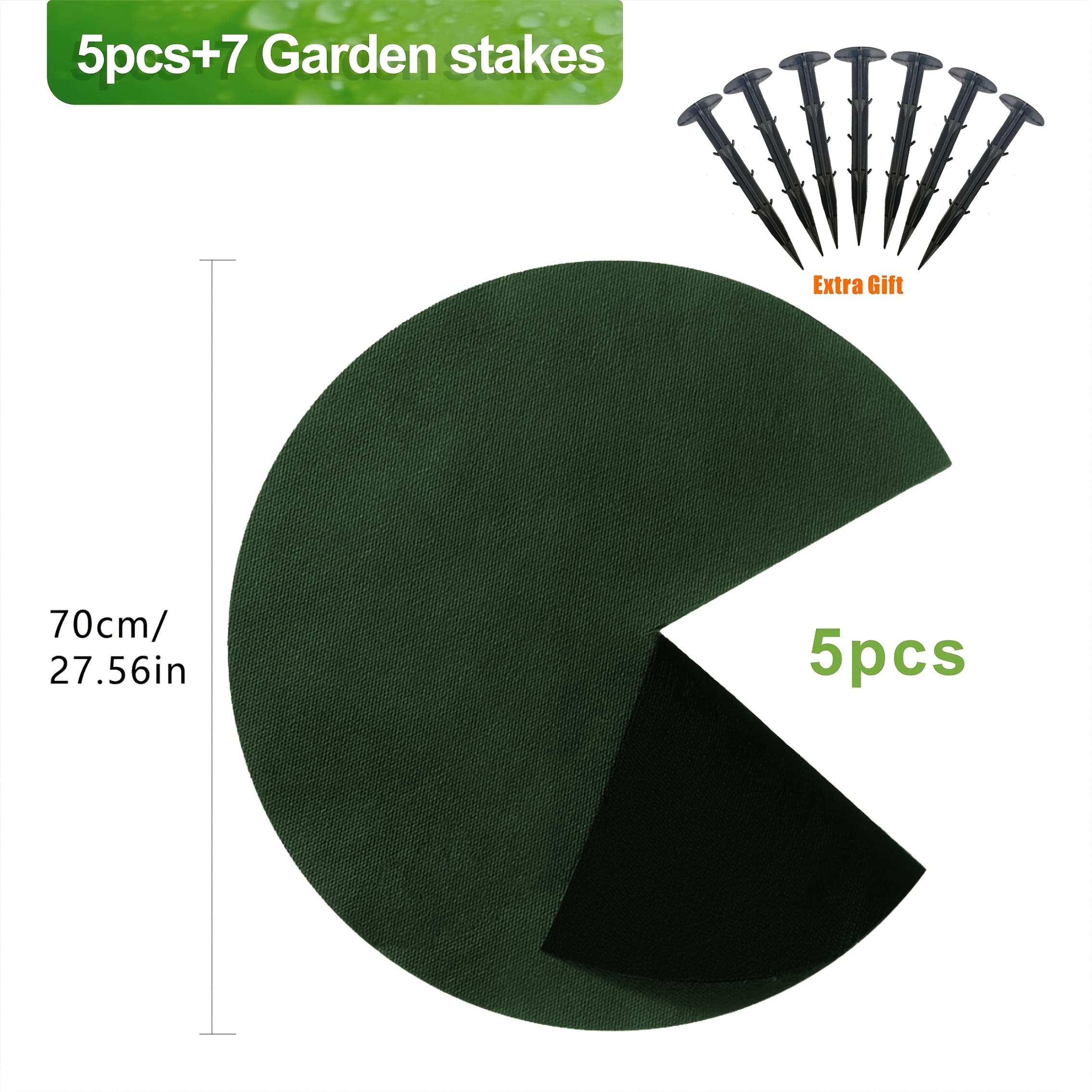 TEMU 5 Non-woven With 7 Garden Stakes, Reusable Breathable Weed Control Mats For Garden Landscape Plants, Ideal For Potted Plants, Landscapes, Gardens & Trees
