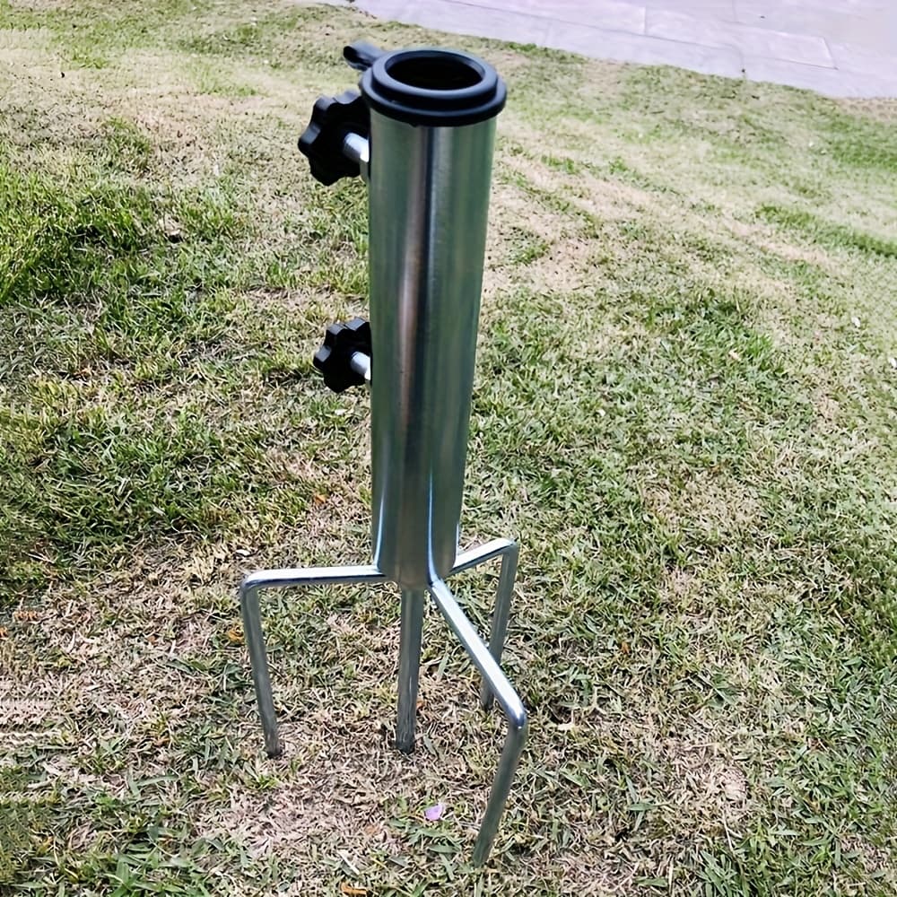 TEMU Heavy Duty Patio For Umbrella Anchor With 4 Spikes | Portable Metal Stand, For Umbrella, Flag, Fishing Rod, Tent Pole | Perfect Gift For And , Electrogalvanized Cast