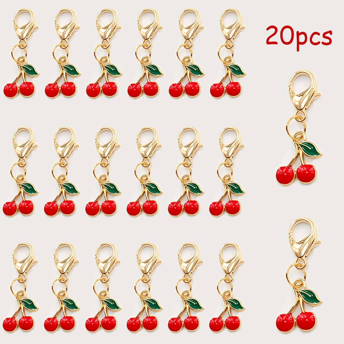 TEMU Gift For Her/him 20pcs Cute Cherry Keychain - Fruit Theme Bag Charm For Women, Holiday Gift Set For Valentine's Spring, Durable Keyring For Daily Use, Cute Accessory For Purse & Backpack