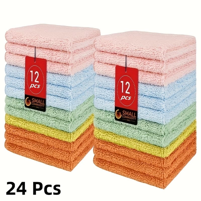 TEMU Super Towel 12/24pcs, Absorbent Towel, Towel, Suitable For Bathroom, Gym, Outdoors, Spa And Kitchen, Mixed, 30x30cm