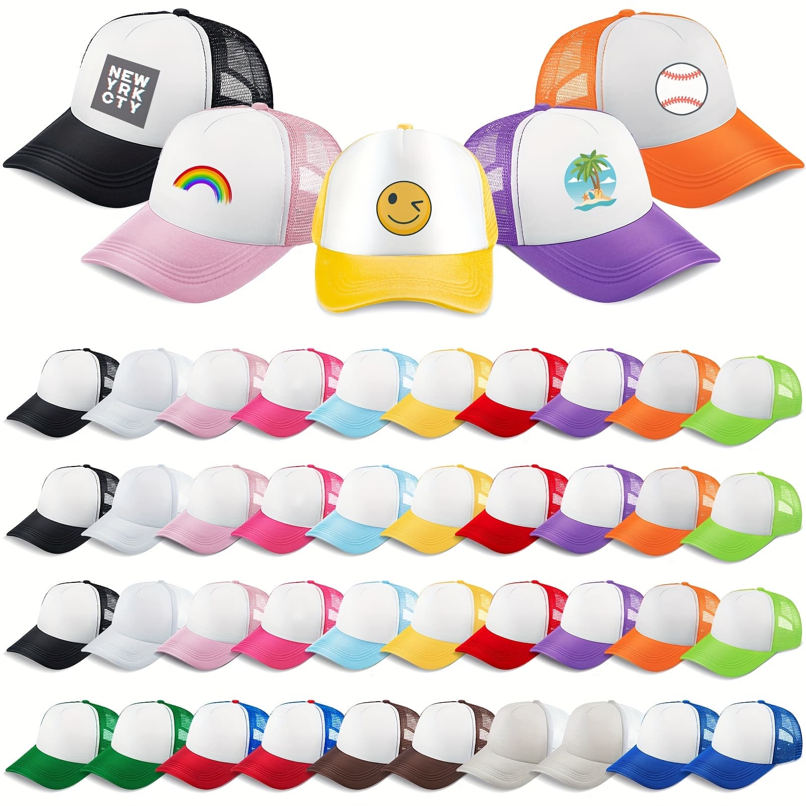 TEMU 40 Pack Sublimation Blank Baseball Adjustable Mesh Trucker Hat Unisex Golf Dad Hat Heat