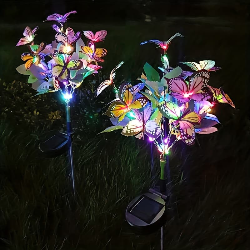 TEMU 2 Solar Garden Lights, Solar Lights, Outdoor Garden And Courtyard Decorations, Lawn, Ground Christmas Decorations, Insert Lights, And Colored Light Molds Waterproof Ip65