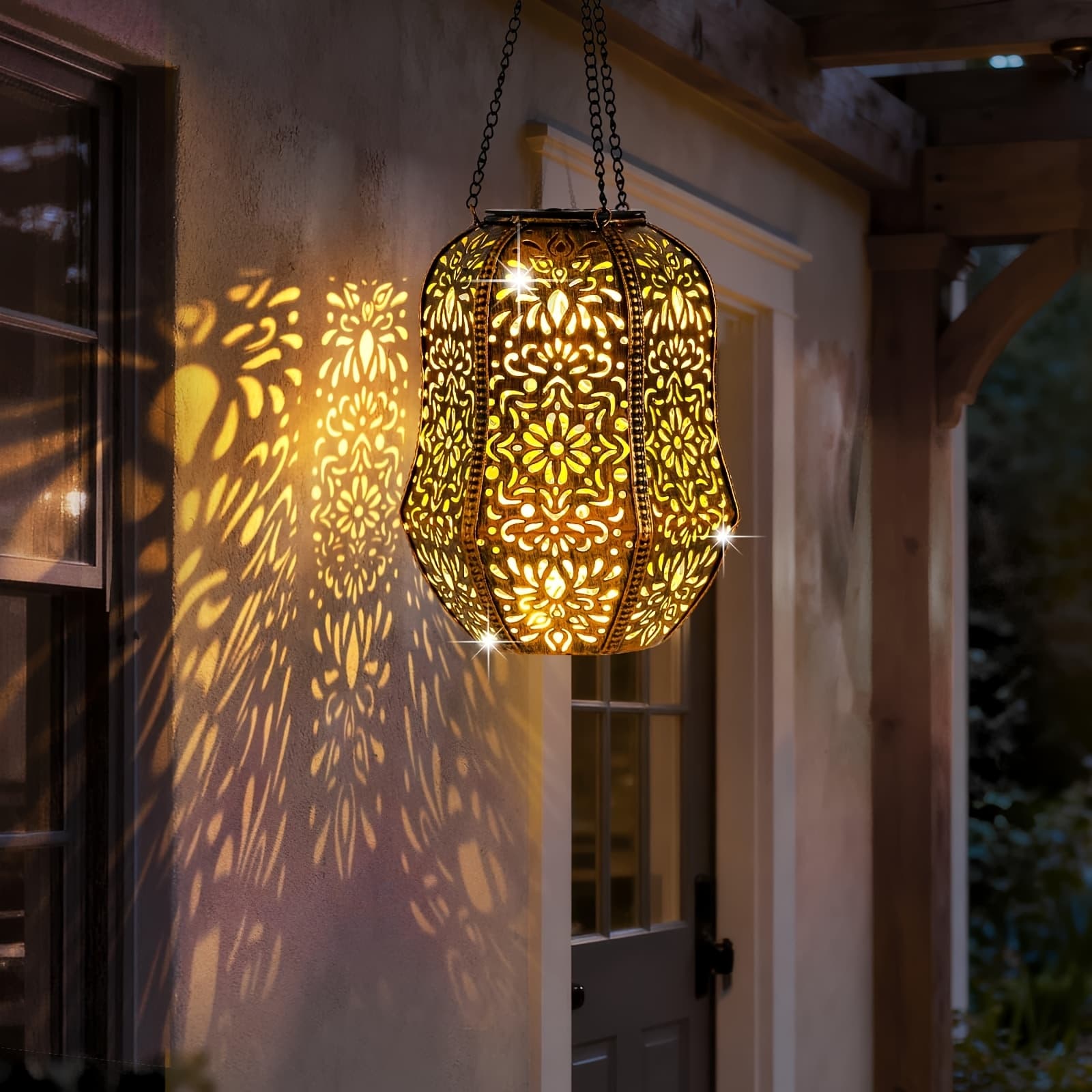 TEMU Hanging Solar Garden Outdoor Decorative Solar Lamp Metal Moroccan Style Waterproof Courtyard Porch Pathway Garden Decoration Gift
