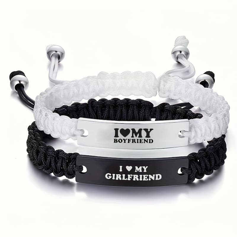 TEMU 2pcs Romantic Couple's Bracelet Set, Perfect For Valentine's Day Gifts, Dates, And Casual Attire
