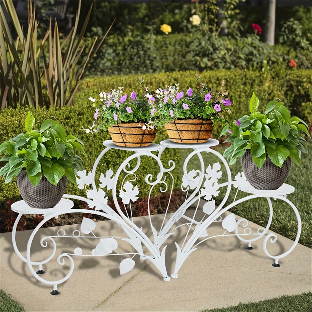 TEMU 2pcs Half Heart Plant Pot Stands Garden Patio Metal Iron Flower Planter Rack Elegant Art Display Shelf For Planters Flowers