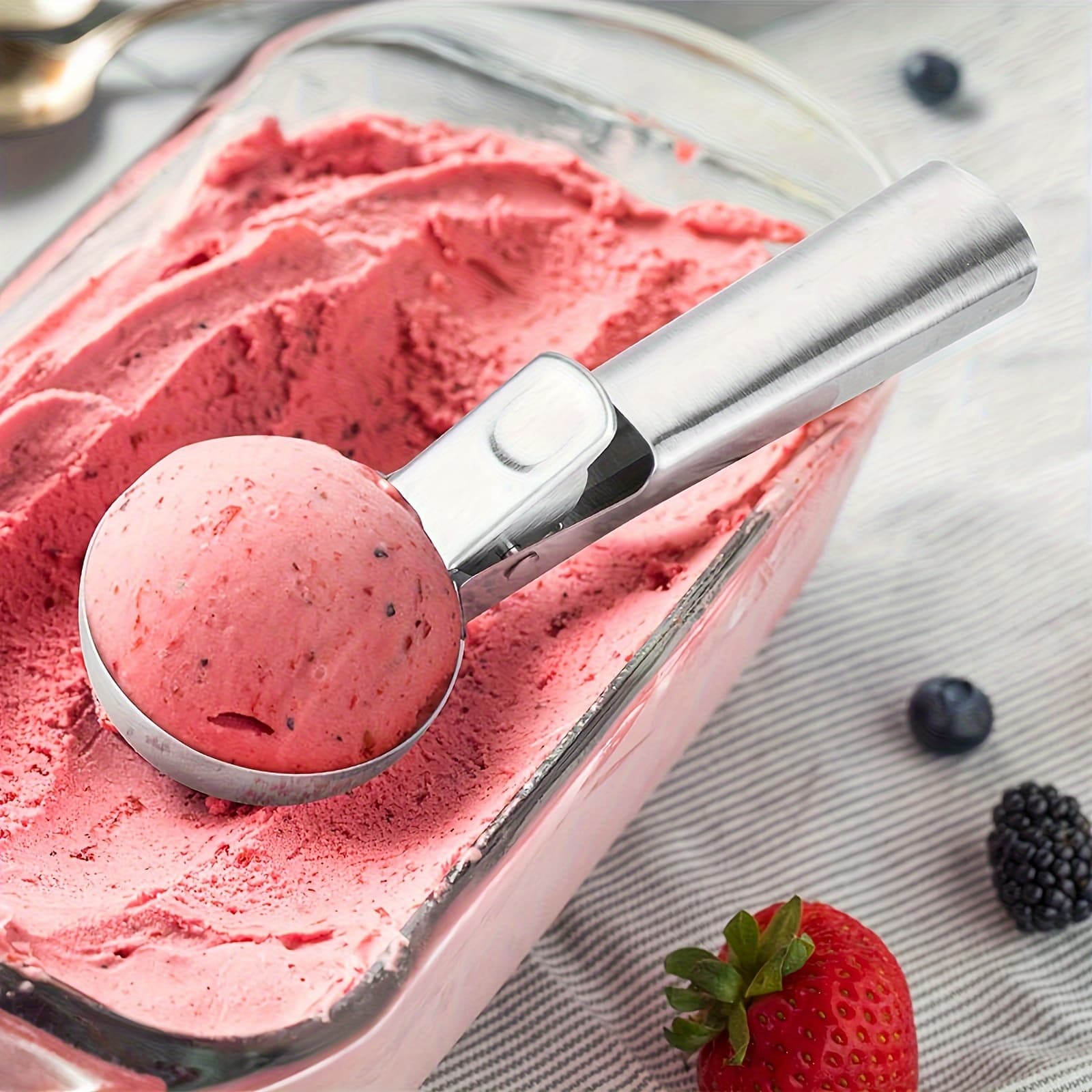 TEMU 1pc Stainless Steel Ice Cream Scoop Scooper Ice Cream Multifunctional Ice Cream Scooper