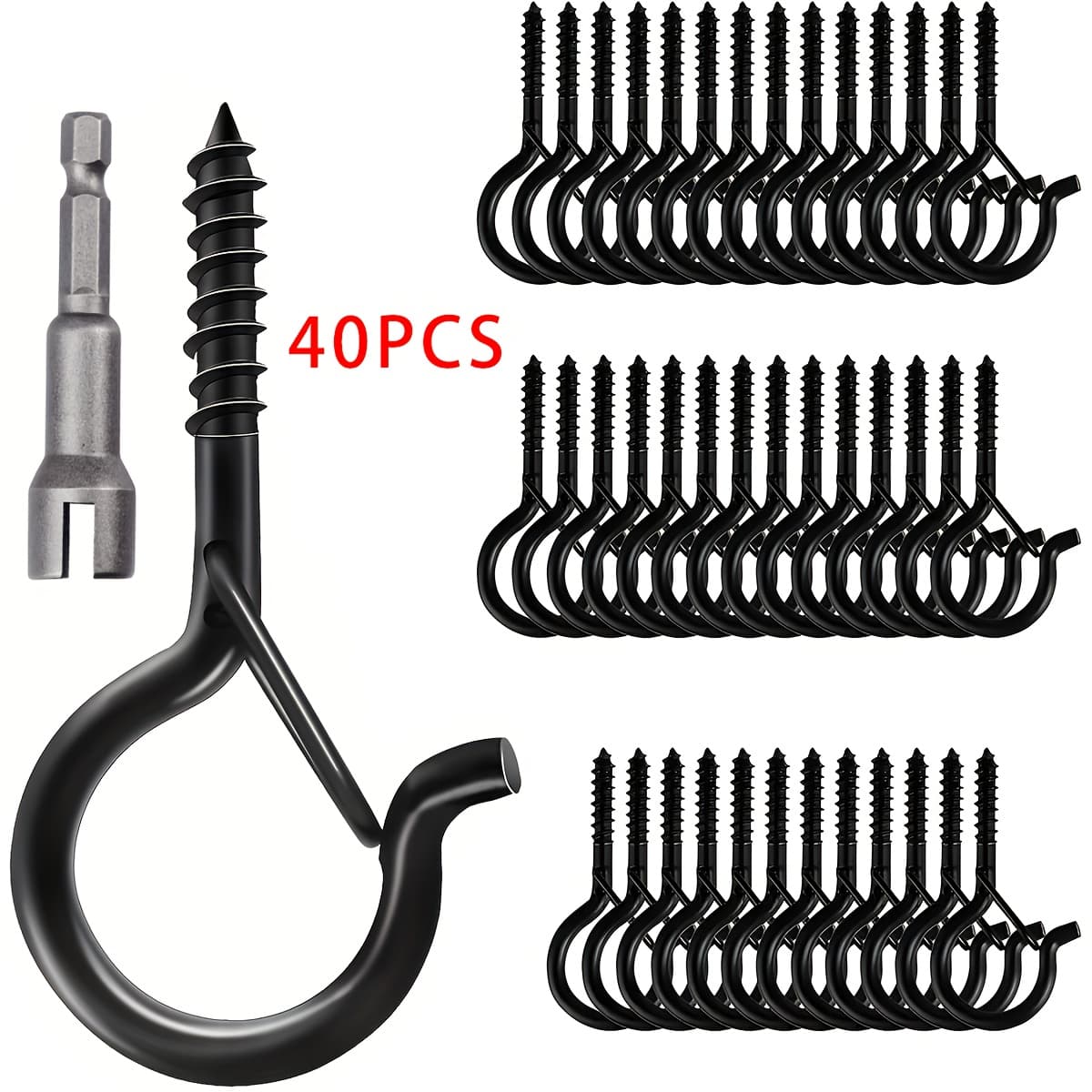 TEMU 10-40pcs Q-type Hooks | Release, Safety Design, Suitable For Hanging Outdoor Halloween Light Strings, Plant Flower Baskets, Wind Chimes, Bird Feeders | Rustic Iron, Ceiling Mount, Painted End
