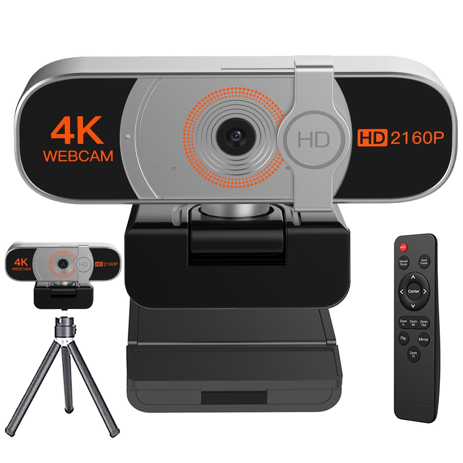 TEMU 4k Webcam For Pc, Auto Zoom, With Remote Control, Privacy Cover, , Webcam With Microphone, Plug And Play, 4k Web Camera For Laptop/desktop, Video Calling, Conferencing
