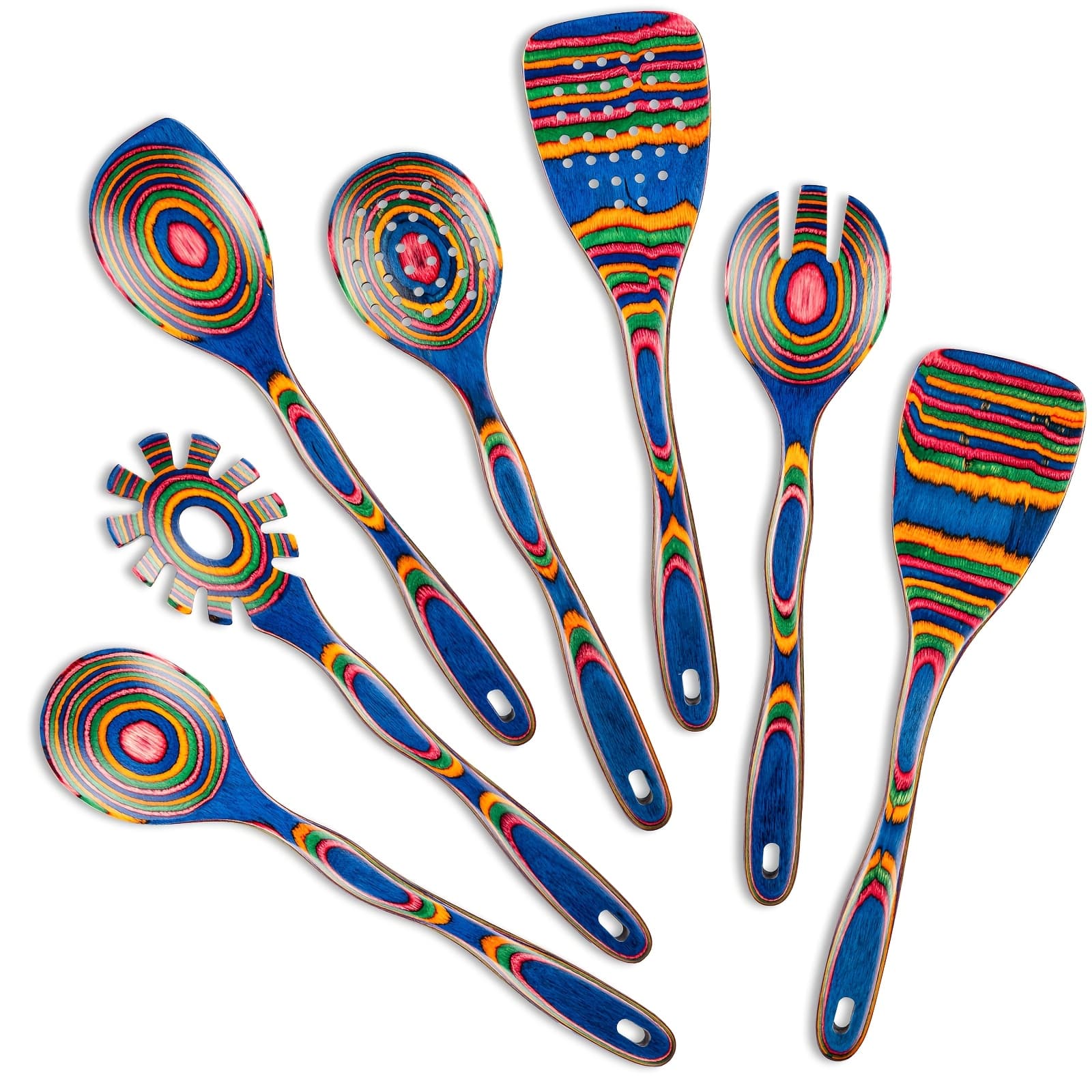 TEMU Set, Wooden Utensils For Cooking, Wosponfan Kitchen Utensils Set, Pakkawood Kitchen Cooking Utensils Set, Wood Serving Spatula Spoon, Outdoors & Kitchen Gift For