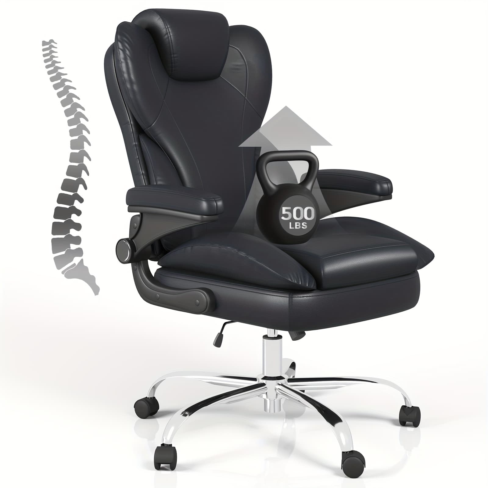 TEMU Large High- Chair, Computer Desk Chair With Padded Flip-up Armrests, , High-back Executive Office Chair For Adult Work And Study, Black/beige/gray/brown