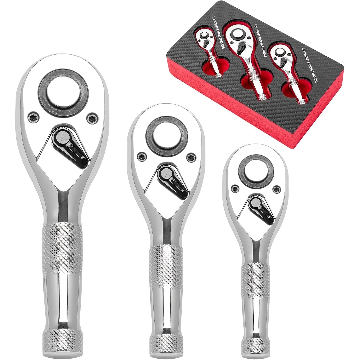 TEMU 36/3pcs 3/8-inch And 1/2-inch Drive Ratchet Handle Wrench, 72-tooth Reversible, Tight Spaces, Mini Small Ratchet Wrench, Gift For Men Mechanic Hand Tools