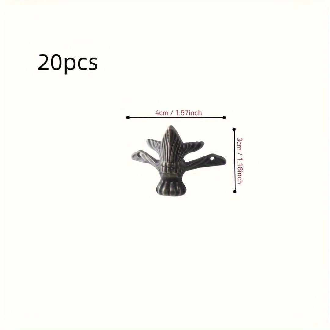 TEMU 20pcs Of Antique Bronze Iron Decorative Corner Protectors, Four-sided Box With Corner Feet, Designed For Wooden Jewelry Box Packaging - Featuring An Animal Paw Style