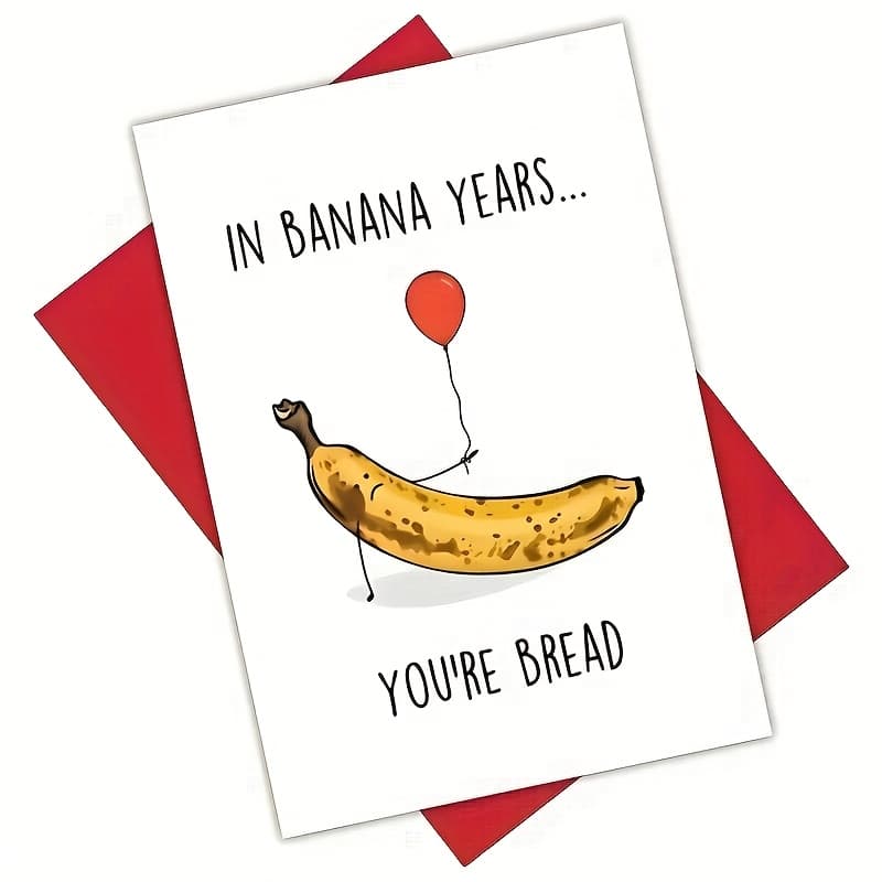 TEMU 2pcs (1 Envelope + 1 Card) Humorous And Funny Banana Birthday Cards, Suitable For , Unisex, Perfect Birthday Gifts