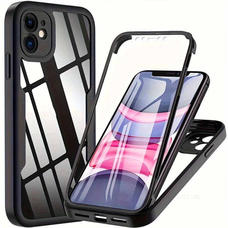 TEMU Phone Case - Compatible With For 17 Phone Case And Screen Protector 360 Full-body Front And Back Transparent Cover, Iphone 16 Pro Max Case, Suitable For 11, 12, 13, 14, 15 Pro