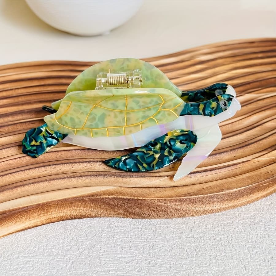 TEMU Single Pack Turtle Hair Claw, Premium Animal Acetate Hair Clip, New Shark Clip Hair Accessory, Perfect Gift For Casual, Travel, Vacation, Party, And