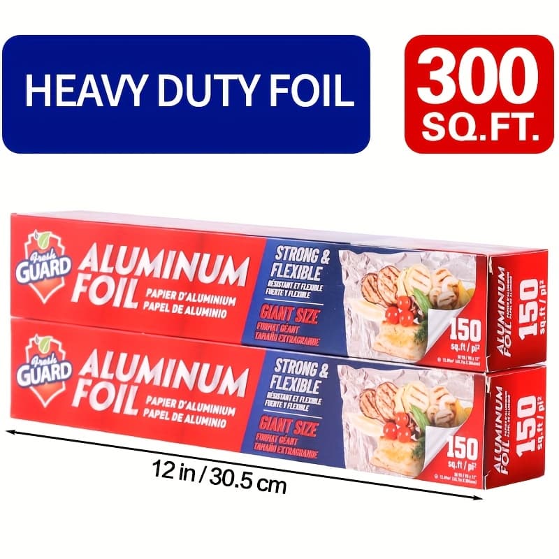 TEMU Heavy Duty Aluminum Foil Roll, Total 150/180/225 , 12 Inch Width, For Restaurant Use, Disposable Food Wrapping For , , And Sandwiches