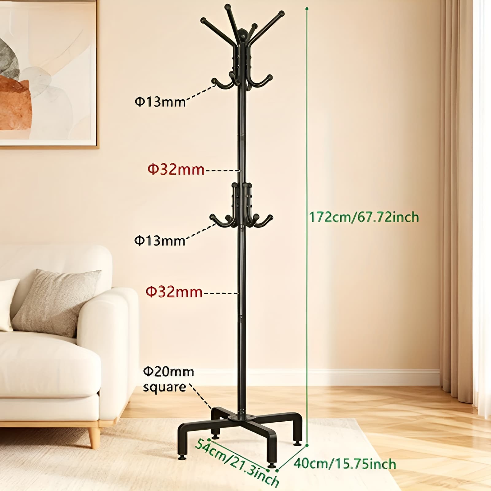 TEMU Simple And Modern Floor-standing Household Clothes & Hat Rack A Light Luxury Single-pole Column Hanger For Living Room And Entrance Door