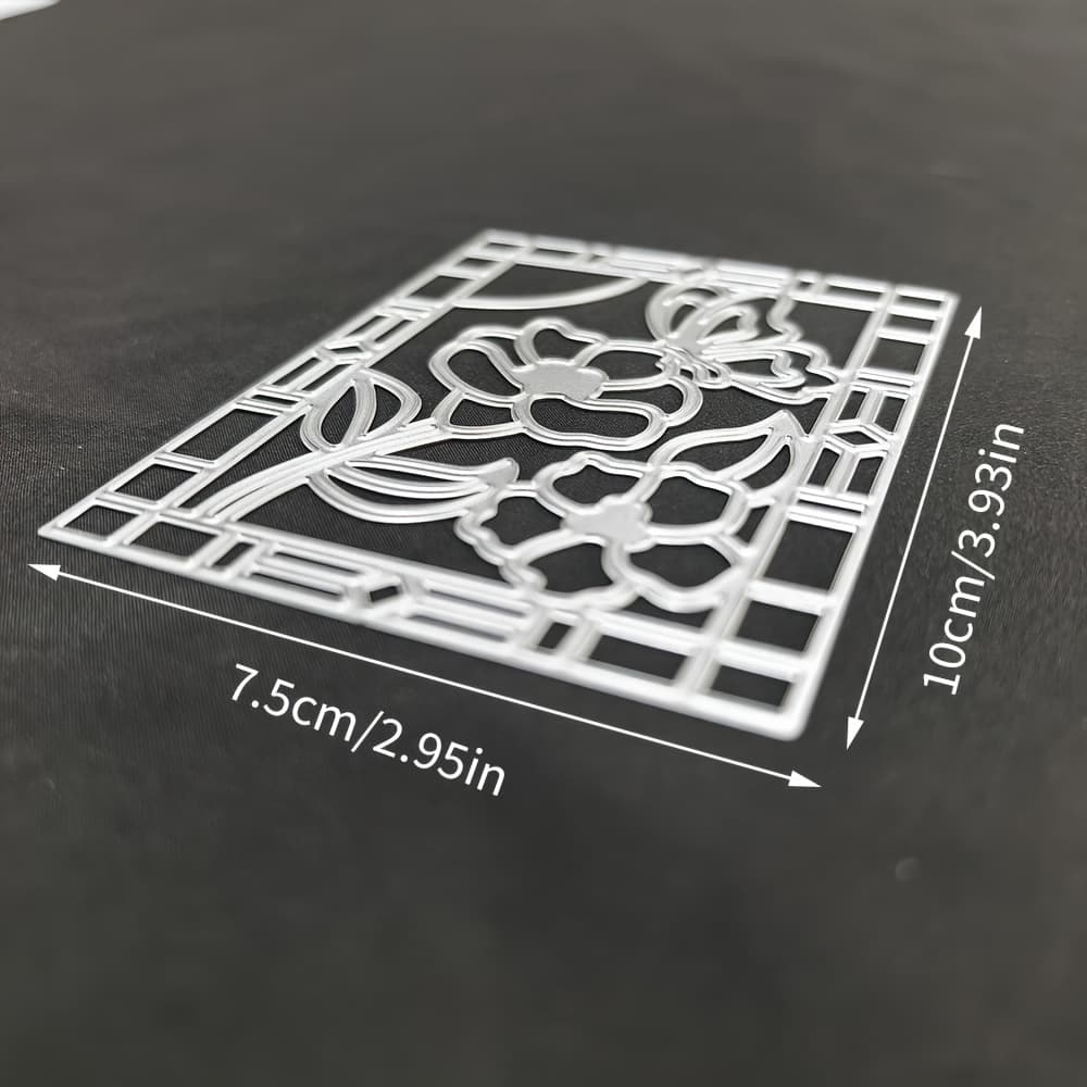 TEMU 1pc Unique Mesh Flowers Metal Cutting Die, Silver-gray, Fantasy Theme, Suitable For Scrapbooking, Embossing, Handmade Greeting Card Making, Gift Card Making