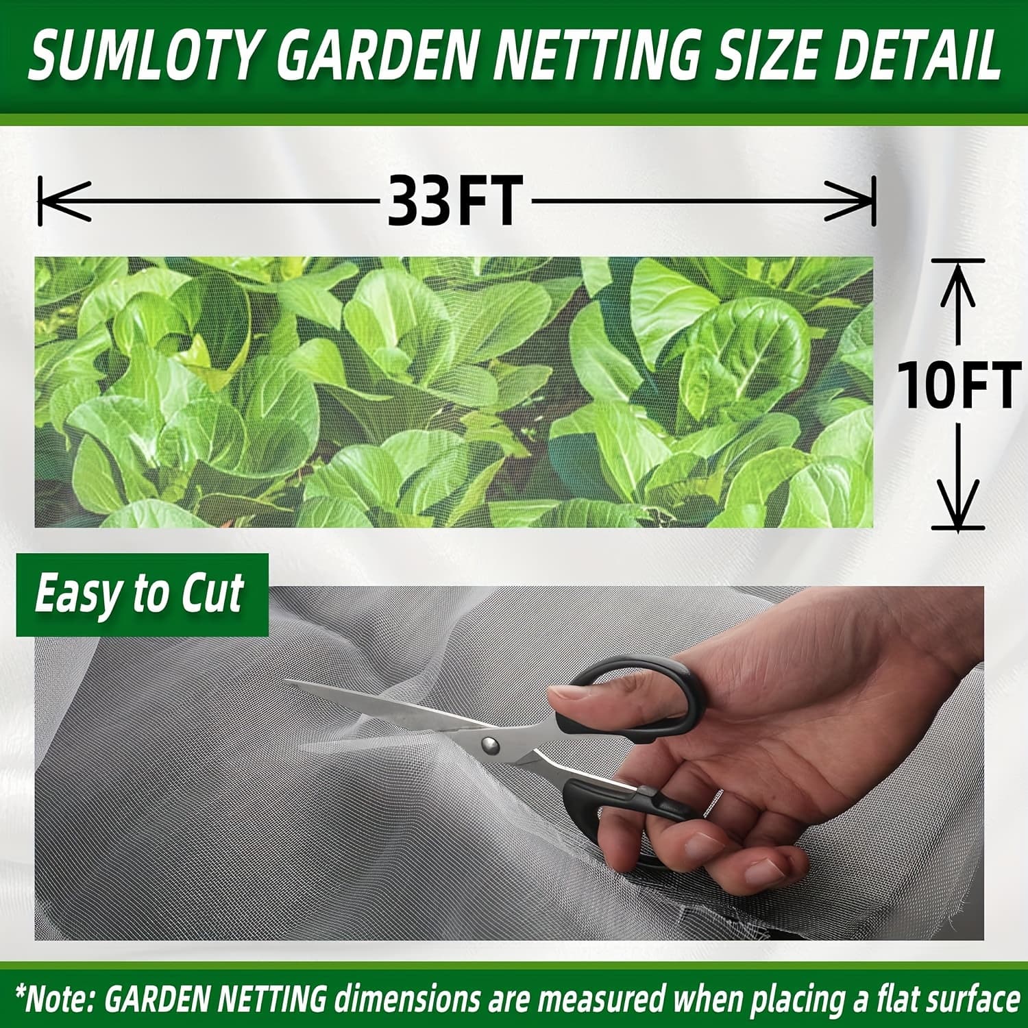 TEMU 10×10ft/10×33ft Garden Netting, Plant Covers, Ultra Fine Mesh Protection Netting For Vegetable Plants, Fruits, Flowers, Crops, Greenhouse Row Cover, Raised Bed Barrier Screen Protection Net Cover