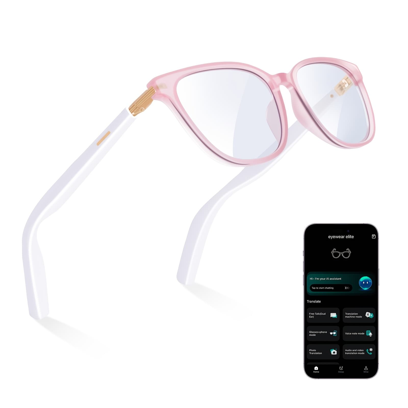 TEMU The 2026 Upgraded Unisex Fashionable Ai Smart Glasses Support , Real-time Translation Via Wireless, And 164 Languages. Come With Photochromic Lenses, Music , And Calling Features