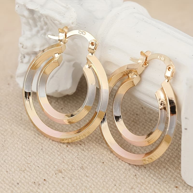 TEMU Trendy Golden Plated Hollow Out Heart Hoop Earrings For Women Fashion Jewelry Additions Wedding Birthday Gift